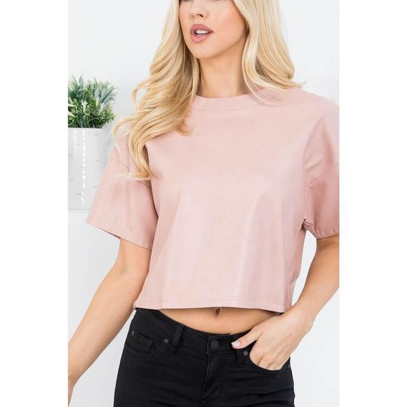 Blush Zipper Back Crop Top - Picture 2 of 8